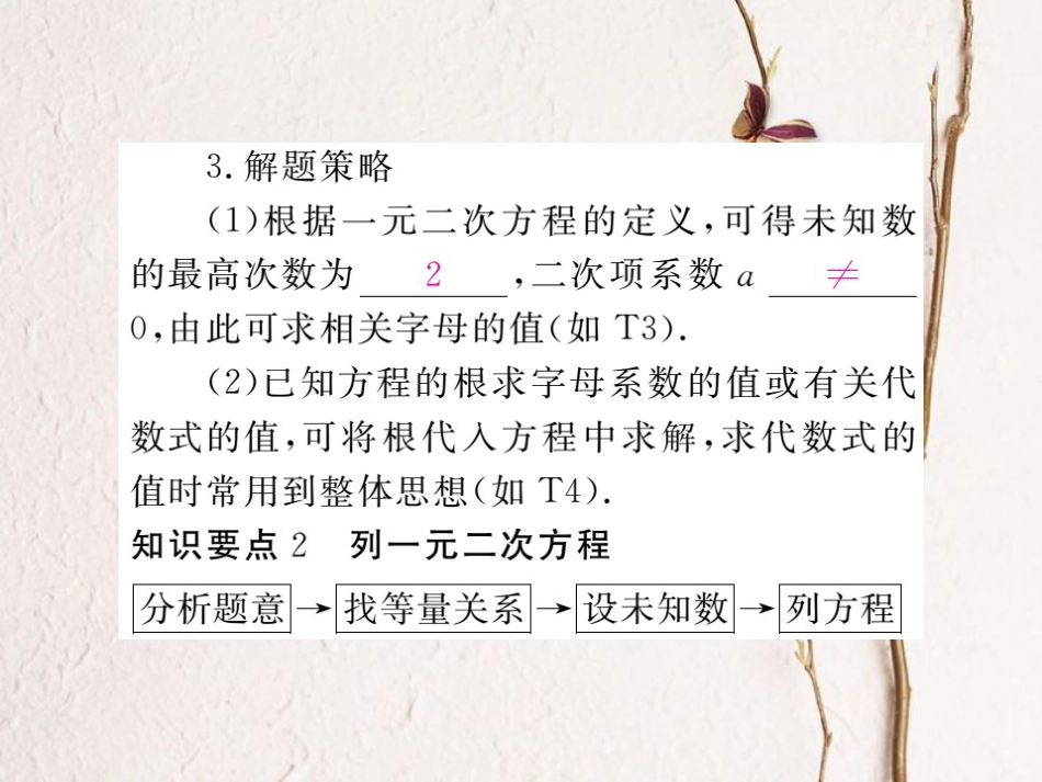 八年级数学下册 第17章 一元二次方程 17.1 一元二次方程导学课件 （新版）沪科版(1)_第3页