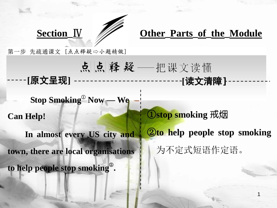 高中英语 Module 2 No DrugsSection Ⅳ Other Parts of the Module课件 外研版必修2(1)_第1页