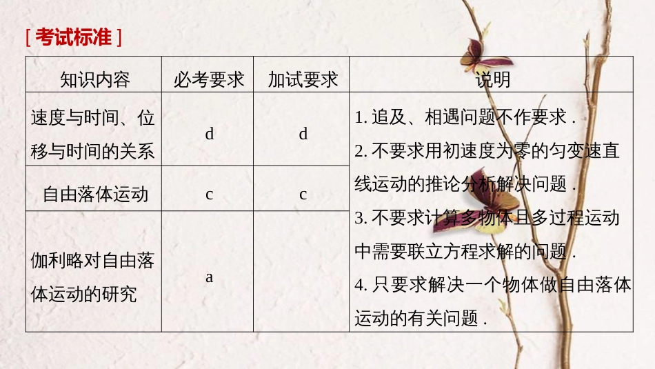 （浙江选考）2019版高考物理大一轮复习 第一章 运动的描述 匀变速直线运动 第2讲 匀变速直线运动的研究课件(1)_第2页