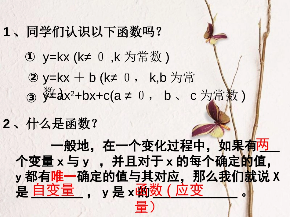 陕西省安康市石泉县池河镇九年级数学下册 第二十六章 反比例函数 26.1.1 反比例函数的意义课件2 （新版）新人教版_第1页