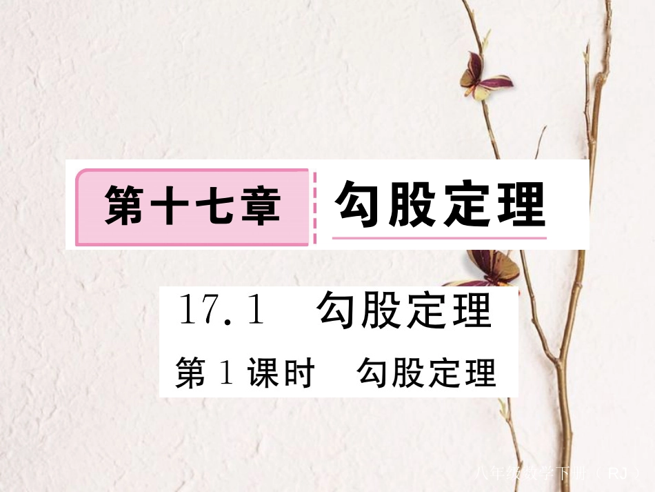 江西省八年级数学下册 第十七章 勾股定理 17.1 勾股定理 第1课时 勾股定理练习课件 （新版）新人教版(1)_第1页