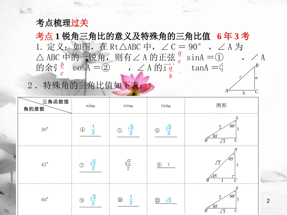 山东省潍坊市中考数学复习 第4章 图形的初步认识与三角形 第17讲 解直角三角形课件_第2页