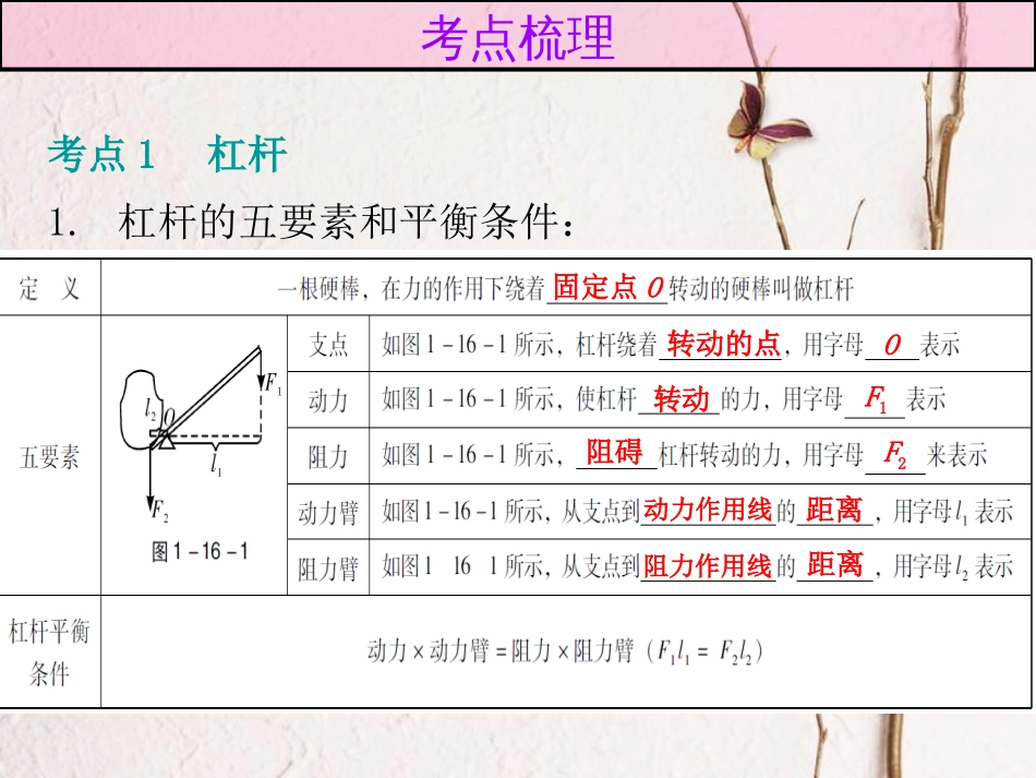 广东省中考物理总复习 第一部分 基础复习 第16课时 简单机械内文部分课件(1)_第3页