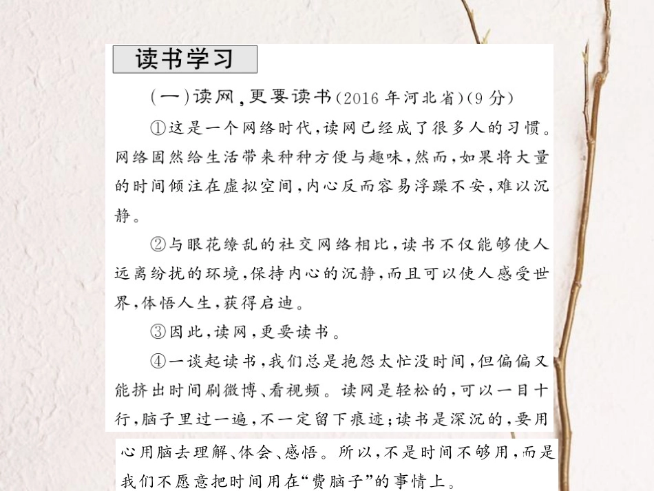 中考语文总复习 第3编 现代文阅读 专题十四 议论文阅读 议论文分类集训课件 语文版_第2页