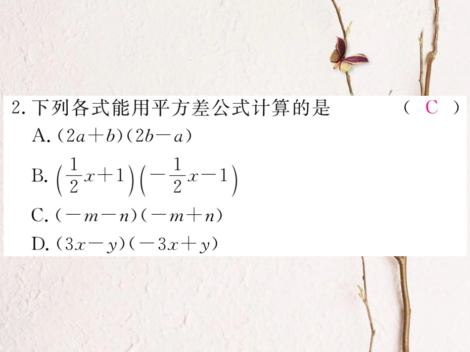 七年级数学下册 第一章 整式的乘除 1.5 平方差公式 第1课时 平方差公式的认识练习课件 （新版）北师大版[共22页](1)_第3页