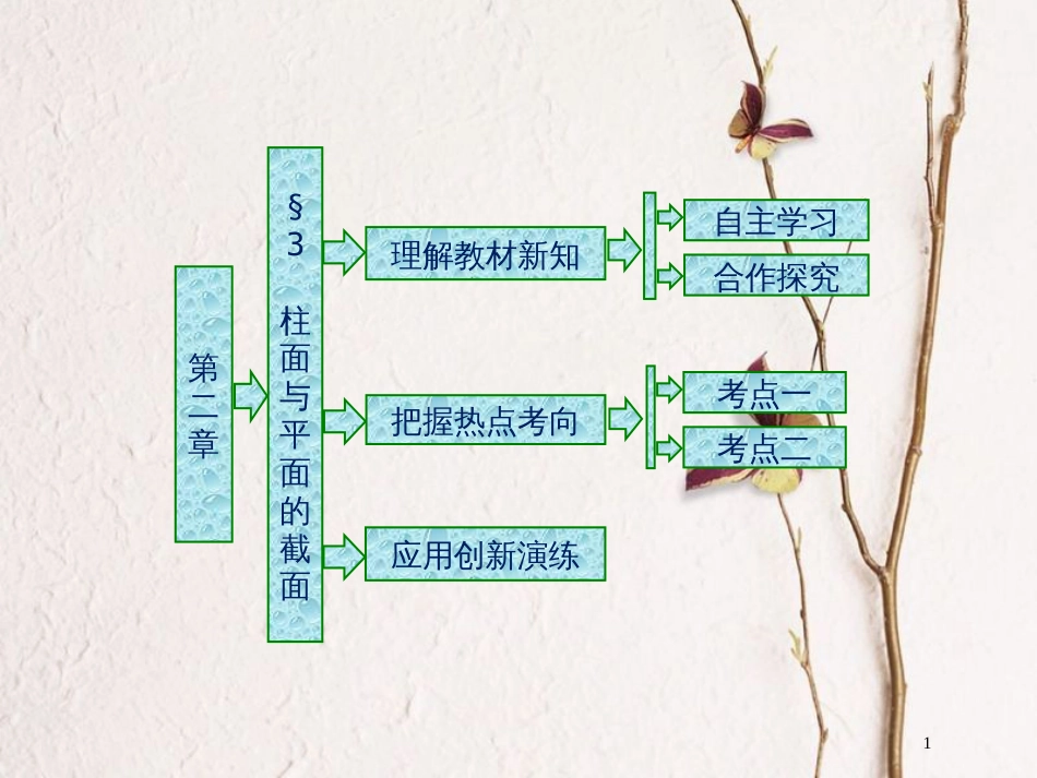 高中数学 第二章 圆锥曲线 3 柱面与平面的截面课件 北师大版选修4-1_第1页