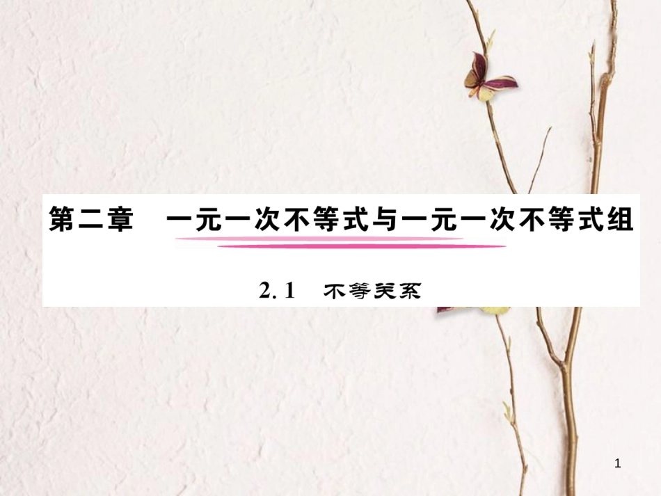 （成都专版）八年级数学下册 第2章 一元一次不等式与一元一次不等式组 2.1 不等关系作业课件 （新版）北师大版(1)_第1页
