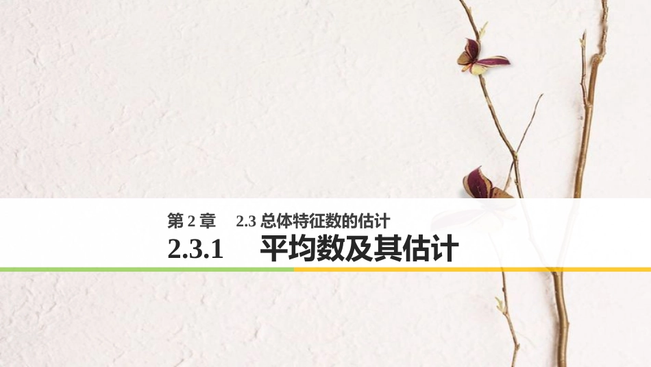 2017-高中数学 第二章 统计 2.3.1 平均数及其估计课件 苏教版必修3_第1页