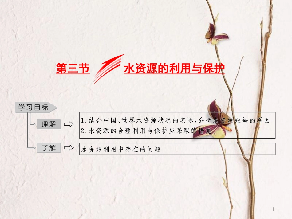 高中地理 第二章 资源问题与资源的利用和保护 第三节 水资源的利用与保护课件 中图版选修6_第1页