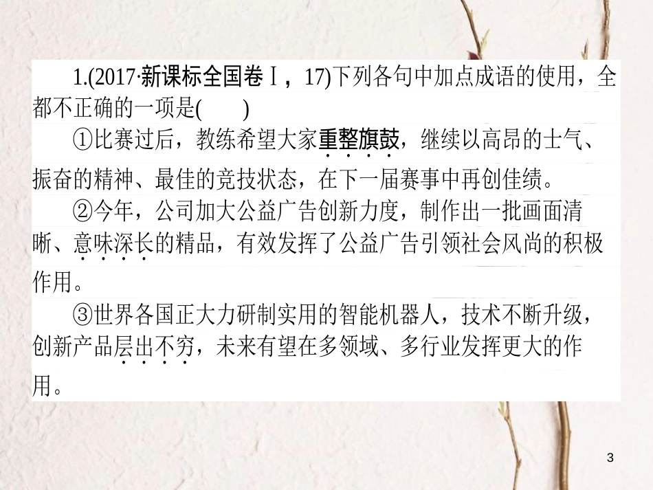 2019届高三语文一轮复习 专题一 正确使用词语（包括熟语）课件_第3页