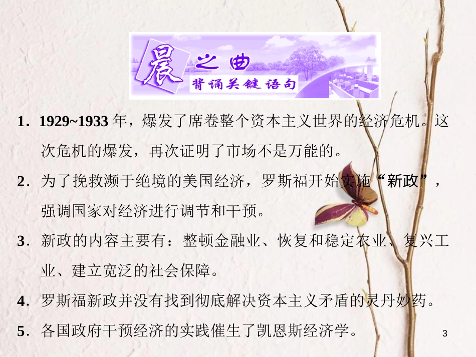 高中政治 专题三 西方国家现代市场经济的兴起与主要模式 第一框 罗斯福新政课件 新人教版选修2_第3页