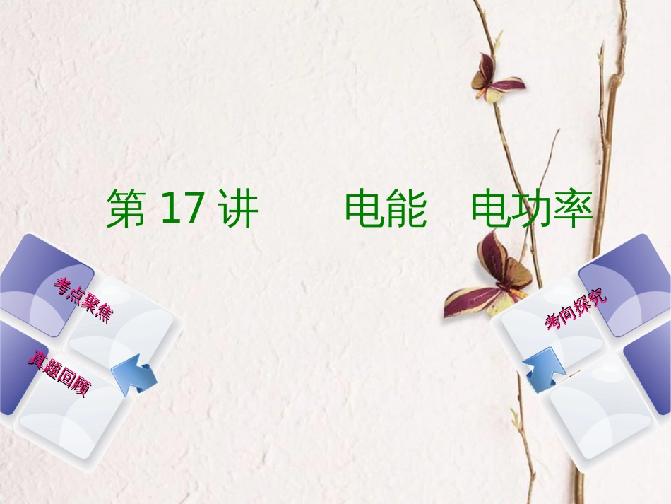 安徽省中考物理 教材复习 第17讲 电能 电功率课件(1)_第1页