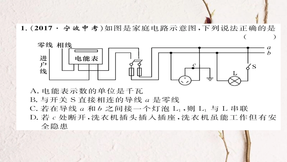 九年级物理全册 第19章 生活用电达标测试题习题课件 （新版）新人教版_第1页