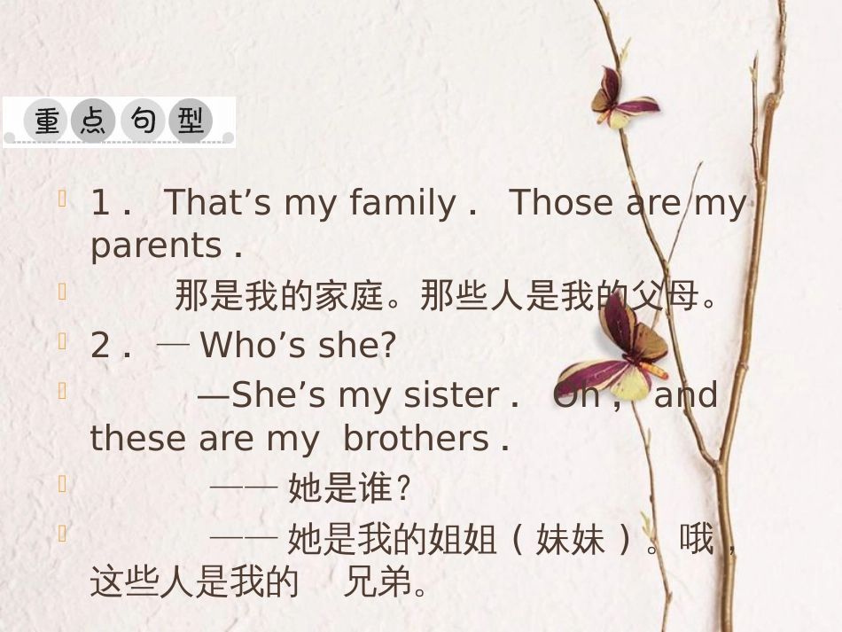 七年级英语上册 Unit 2 This is my sister重点短语与句型课件 （新版）人教新目标版_第3页