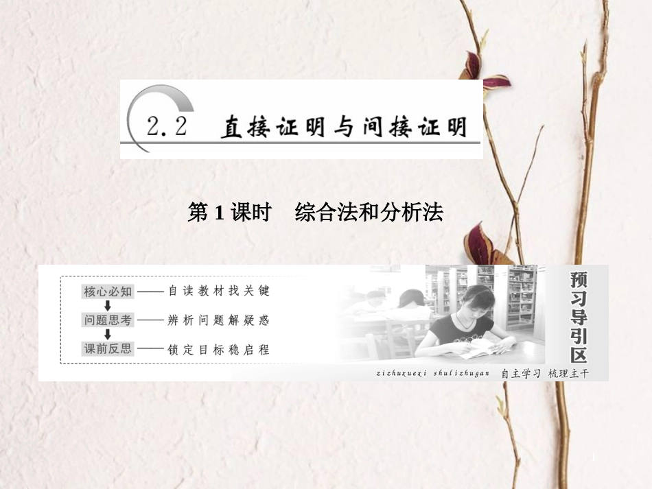 高中数学 第二章 推理与证明 2.2 直接证明与间接证明——第1课时 综合法和分析法创新应用课件 新人教A版选修1-2(1)_第1页