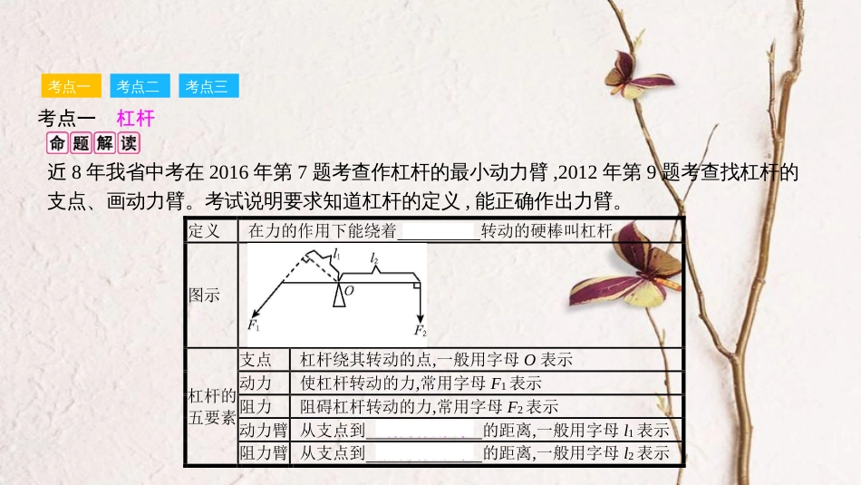 安徽省中考物理一轮复习 模块五 力学 专题五 简单机械课件(1)_第3页