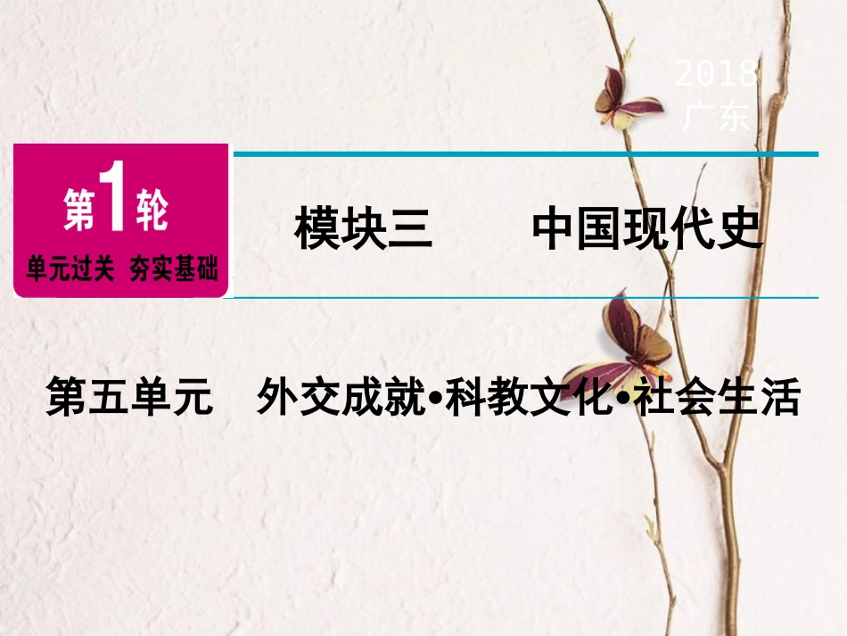 广东省中考历史复习 第1轮 单元过关 夯实基础 模块3 中国现代史 第5单元 外交成就 科教文化 社会生活（精讲）课件(1)_第1页
