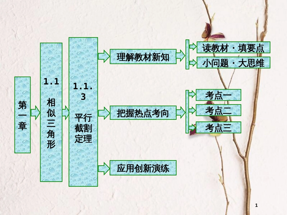 高中数学 第一章 相似三角形定理与圆幂定理 1.1.3 平行截割定理课件 新人教B版选修4-1_第1页