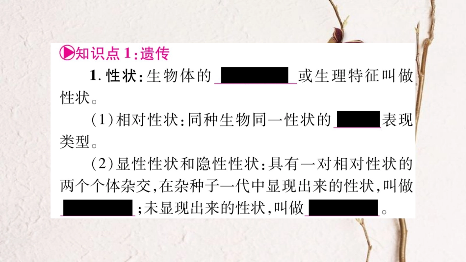 中考生物总复习 八下 第6单元 第2章 生物的遗传和变异教材考点梳理课件 冀教版(1)_第2页