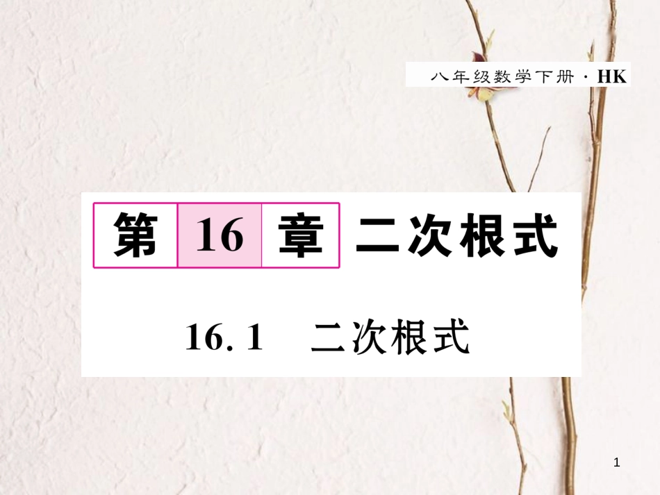 八年级数学下册 第16章 二次根式 16.1 二次根式作业课件 （新版）沪科版_第1页