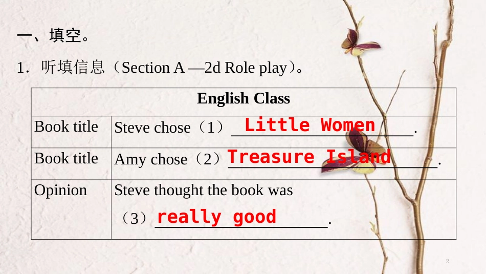 八年级英语下册 Unit 8 Have you read Treasure Island yet Part 2 Section A（课后）课件 （新版）人教新目标版(1)_第2页