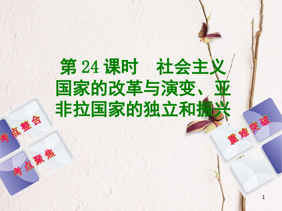 中考历史复习方案 第5单元 世界现代史 第24课时 社会主义国家的改革与演变、亚非拉国家的独立和振兴课件 岳麓版_第1页