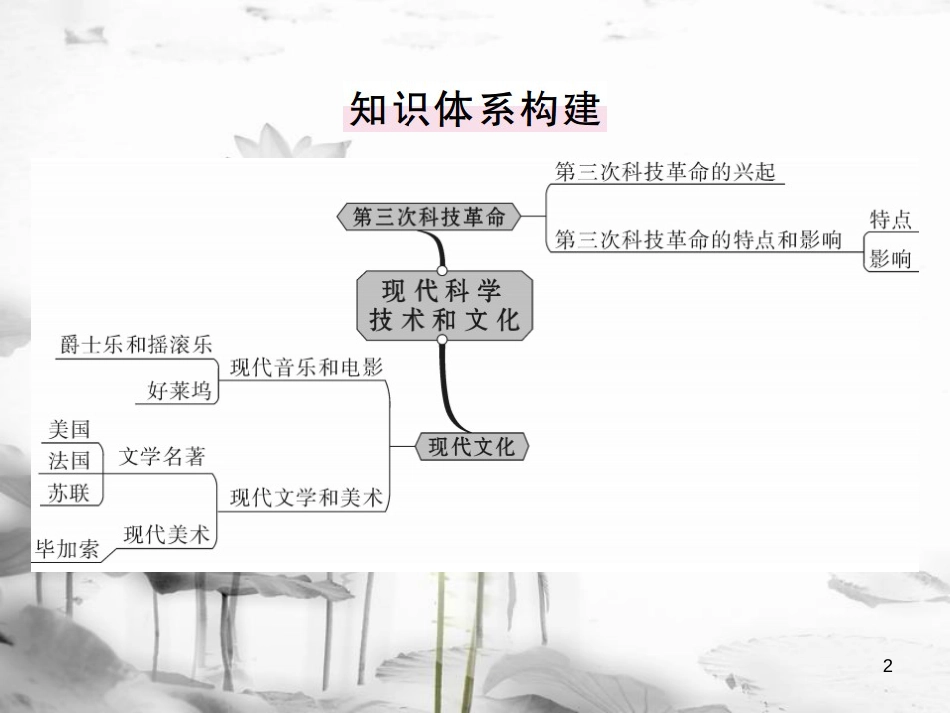 （全国版）九年级历史下册 第八单元 现代科学技术和文化小结练习课件 新人教版(1)_第2页