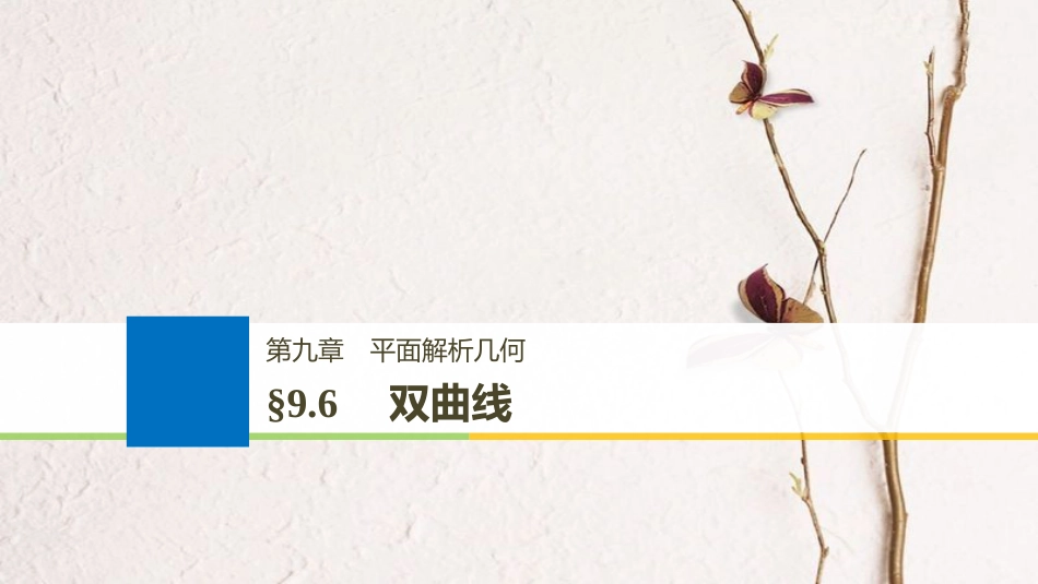 （全国通用）2019届高考数学大一轮复习 第九章 平面解析几何 9.6 双曲线课件_第1页