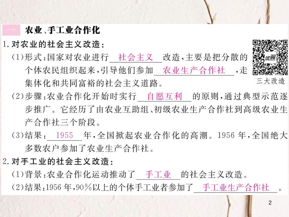 八年级历史下册 第二单元 社会主义制度的建立与社会主义建设的探索 第5课 三大改造练习课件 新人教版_第2页