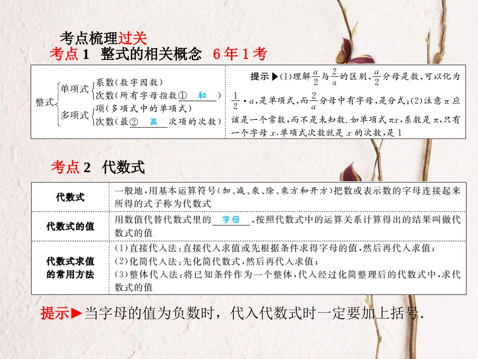 山东省滨州市中考数学复习 第1章 数与式 第2讲 整式的运算与因式分解课件_第2页
