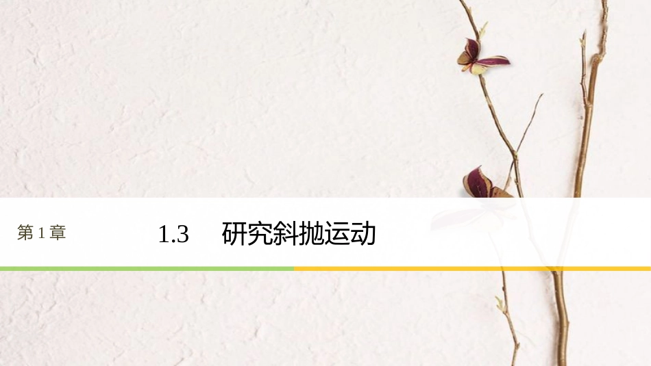 高中物理 第1章 怎样研究抛体运动 1.3 研究斜抛运动课件 沪科版必修2(1)_第1页