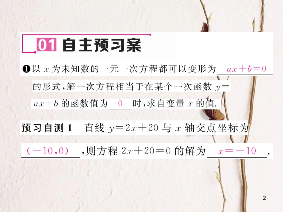 （黔西南专版）八年级数学下册 第19章 一次函数 19.2.3 一次函数与方程、不等式作业课件 （新版）新人教版(1)_第2页