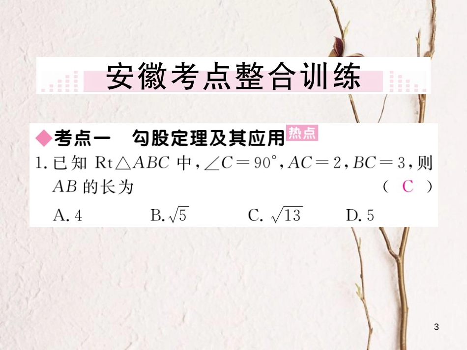 安徽省八年级数学下册 第17章 勾股定理小结与复习练习课件 （新版）新人教版_第3页