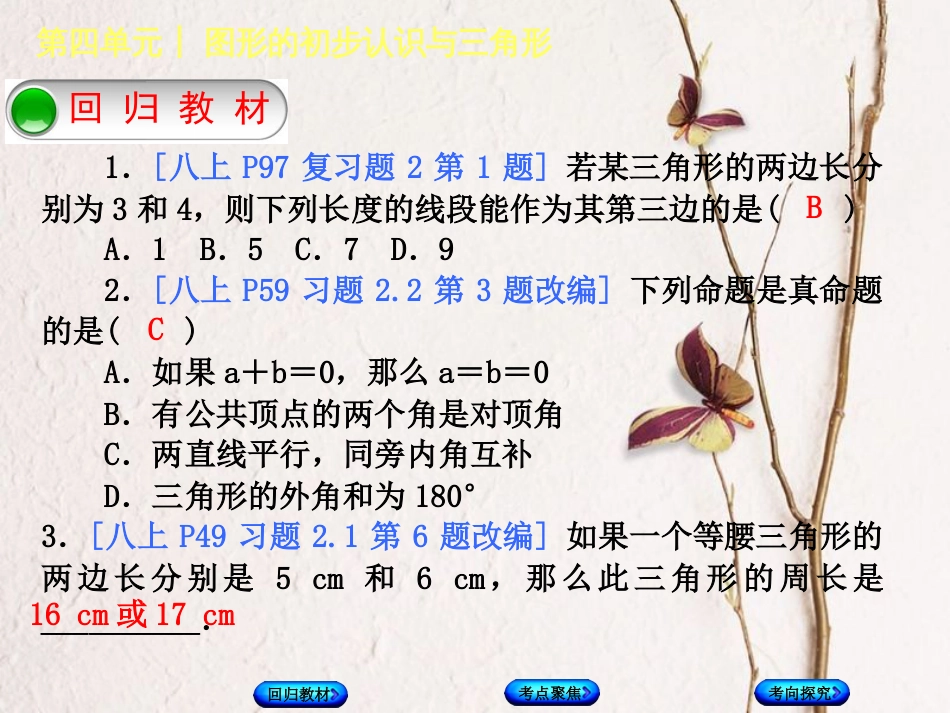 中考数学复习 第4单元 图形的初步认识与三角形 第18课时 三角形与等腰三角形课件 湘教版[共38页]_第2页