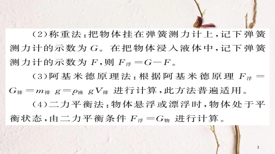 八年级物理下册 专题三 通过浮力测密度及浮力的综合计算习题课件 （新版）新人教版_第3页