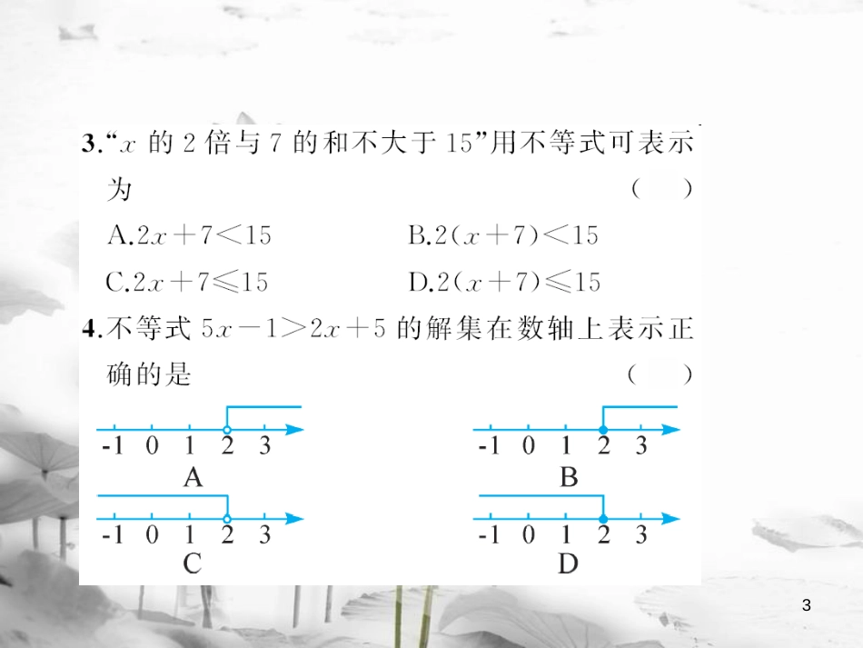 七年级数学下册 8 一元一次不等式章末检测题课件 （新版）华东师大版(1)_第3页
