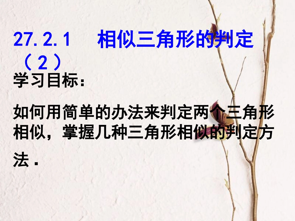 陕西省安康市石泉县池河镇九年级数学下册 第二十七章 相似 27.2.1 相似三角形的判定课件2 （新版）新人教版(1)_第1页