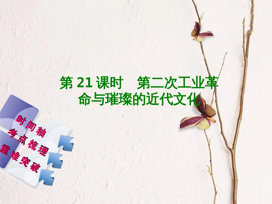 福建省中考历史复习 第一部分 教材梳理篇 第4单元 世界古代史、近代史 第21课时 第二次工业革命与璀璨的近代文化课件_第1页