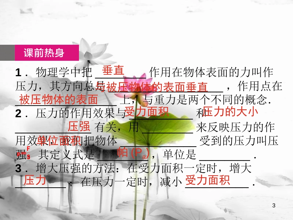 届中考物理总复习 第15课时 压强(一)课件_第3页