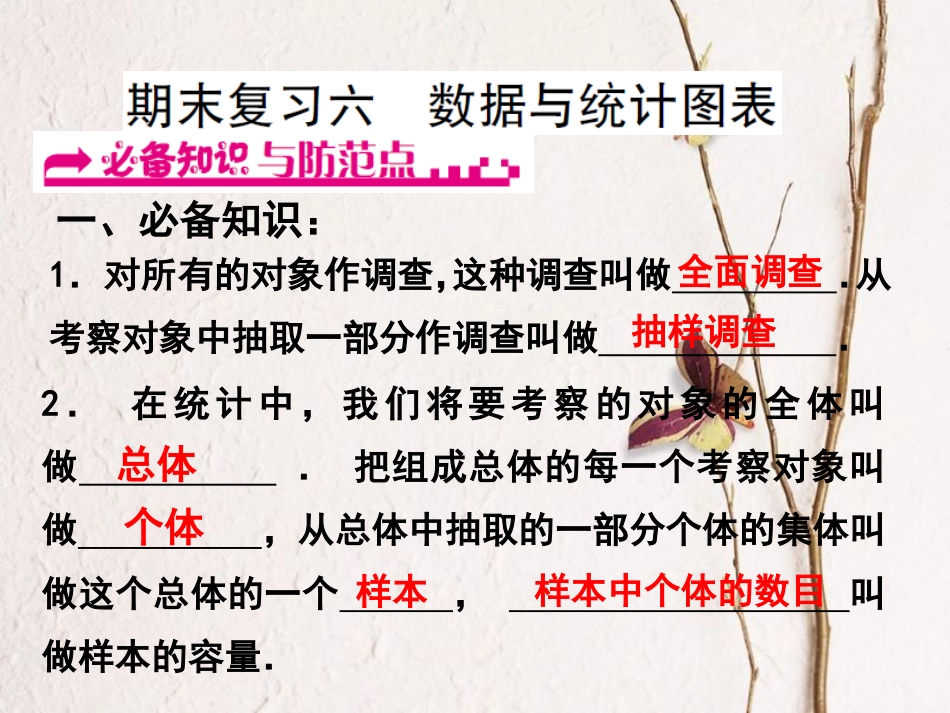 浙江省嘉兴市秀洲区七年级数学下册 期末复习六 数据与统计图表习题课件 （新版）浙教版_第1页