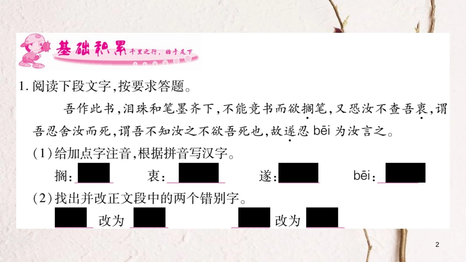 九年级语文下册 第六单元 24 妻与书课件 语文版_第2页