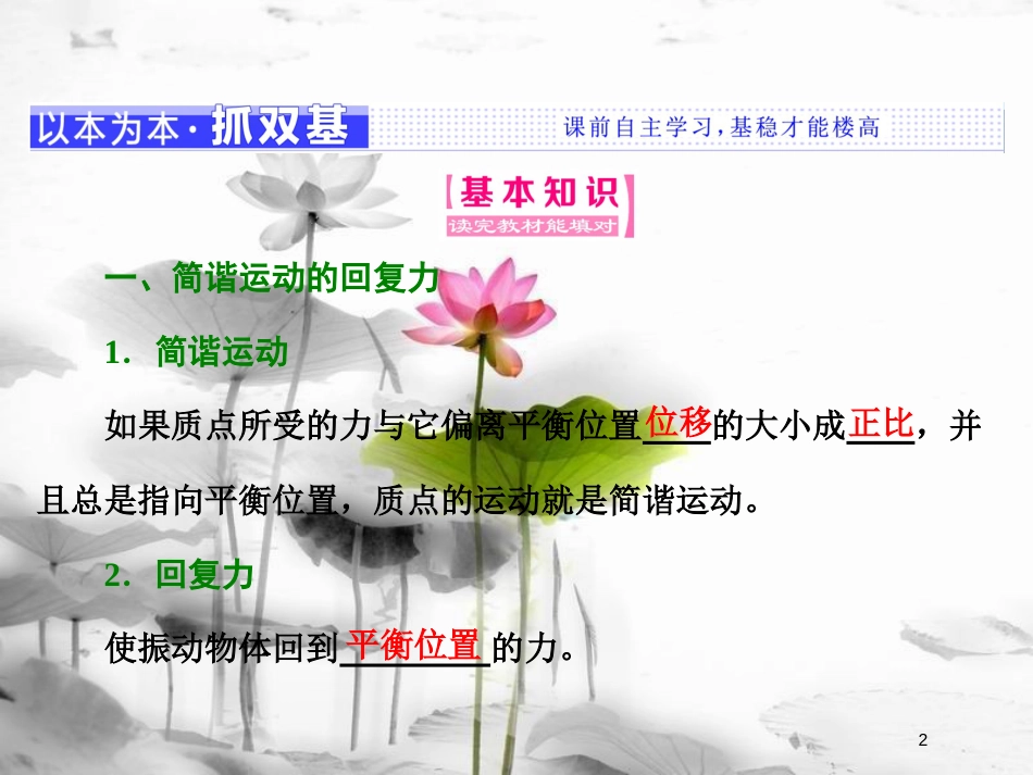 高中物理 第十一章 机械振动 第3节 简谐运动的回复力和能量课件 新人教版选修3-4_第2页