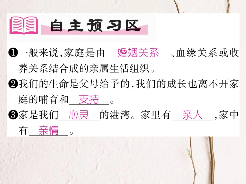 七年级道德与法治上册 第三单元 师长情谊 第七课 亲情之爱 第1框 家的意味课件 新人教版(1)_第2页