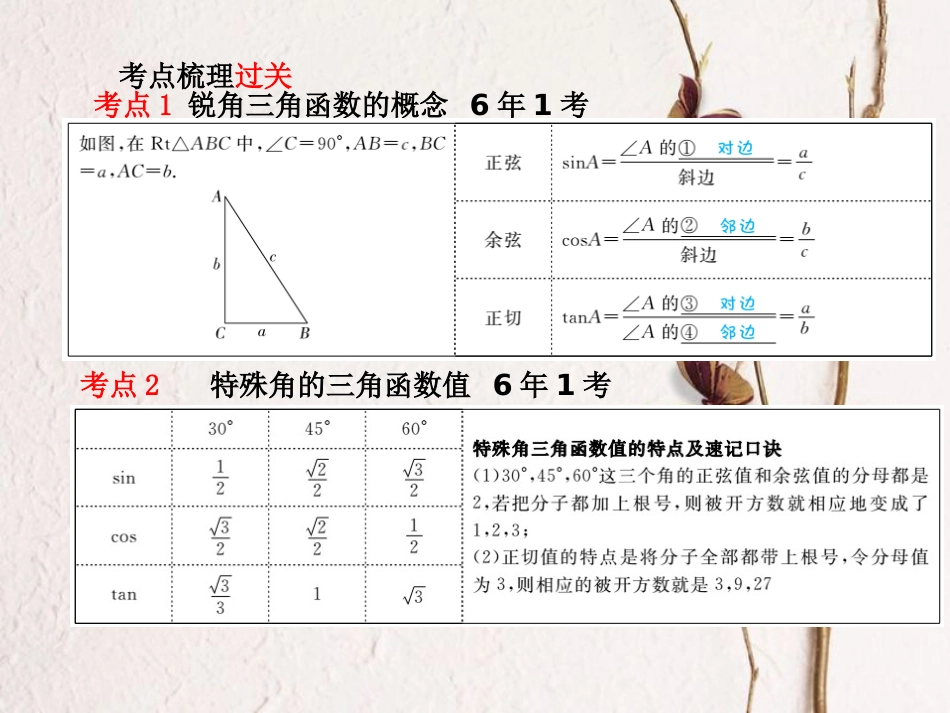 辽宁省凌海市石山镇中考数学复习 第一部分 系统复习 成绩基石 第4章 第19讲 锐角三角函数和解直角三角形课件_第3页