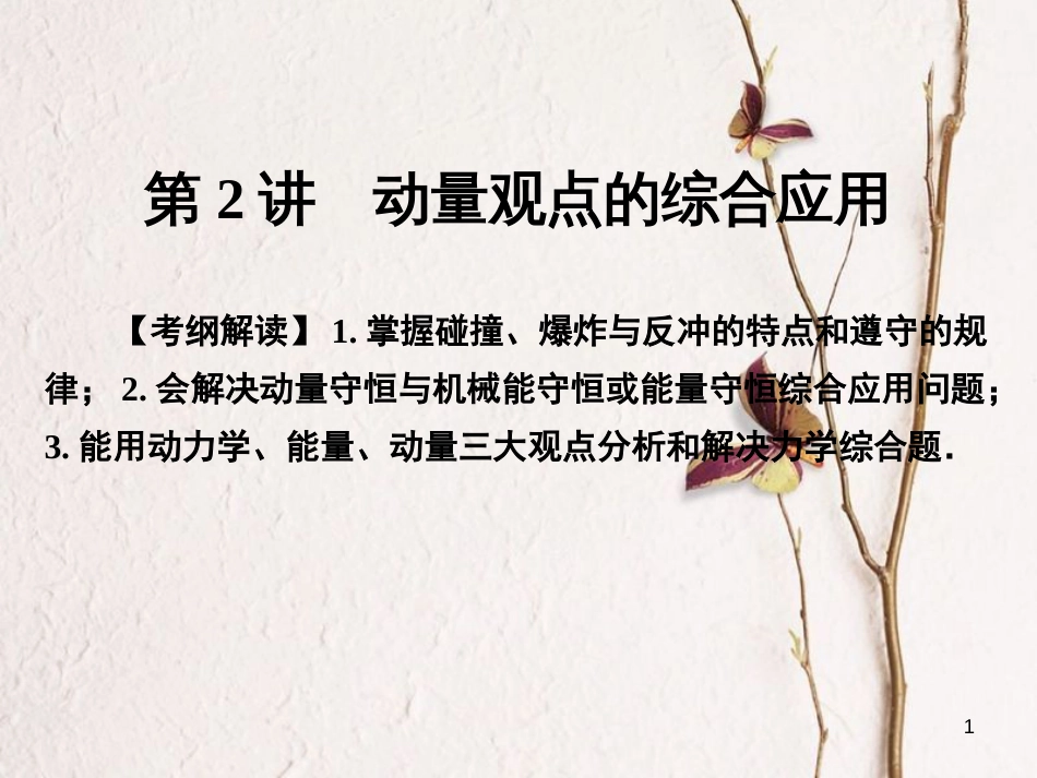 高考物理一轮总复习 专题6 动量 第2讲 动量观点的综合应用课件_第1页