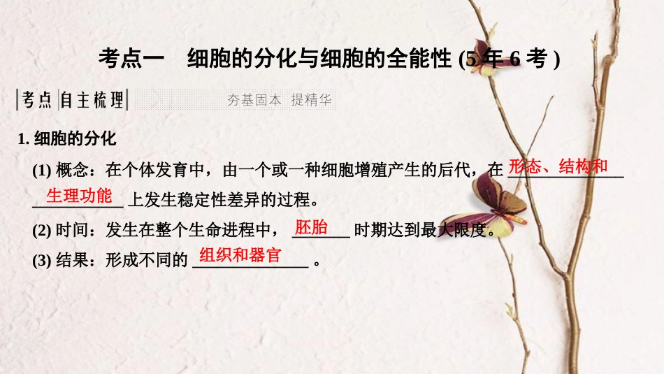 高考生物一轮复习 第五单元 细胞的生命历程 第11讲 细胞的分化、衰老、凋亡和癌变创新备考课件 中图版_第2页