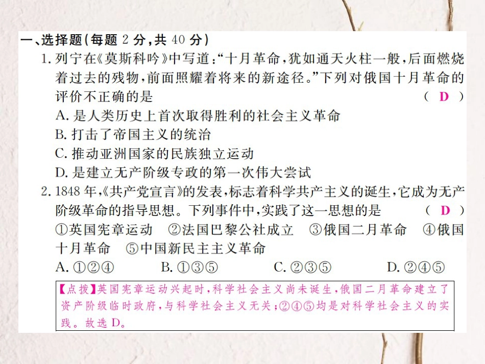 （全国版）九年级历史下册 期中检测卷课件 新人教版(1)_第2页