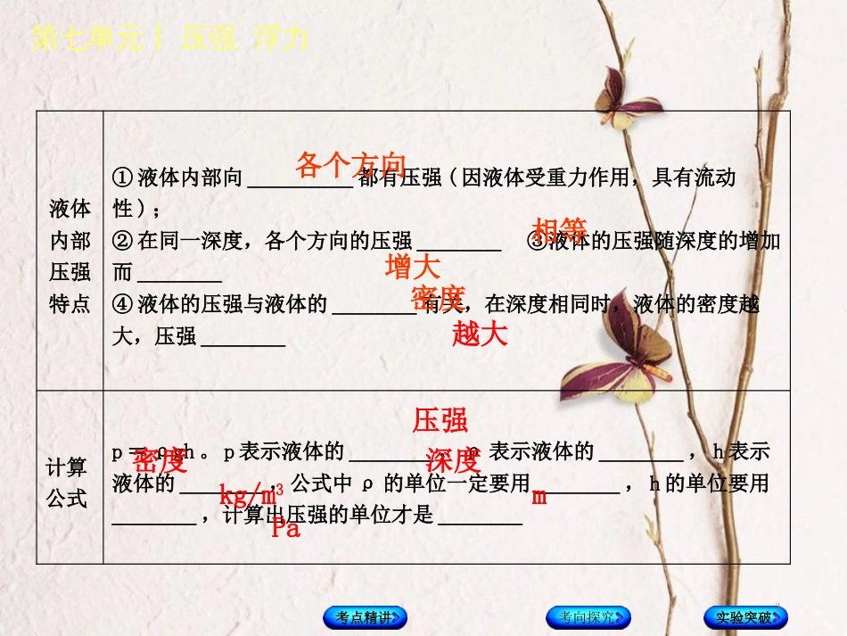 中考物理复习 第七单元 压强 浮力 第11课时 液体的压强课件(1)_第3页