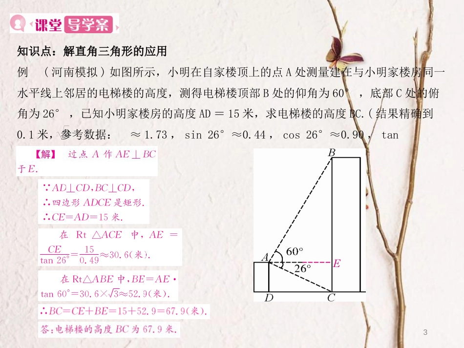 九年级数学下册 28 锐角三角函数 28.2 解直角三角形及其应用 28.2.2 应用举例 第1课时 视角问题与方向角问题课件 （新版）新人教版(1)_第3页