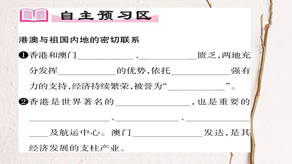 八年级地理下册 第7章 第3节 东方明珠-香港,澳门（第二课时）习题课件 （新版）新人教版_第2页